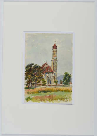 Group of two watercolours: stilllife; village church - photo 7