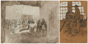 Group of two drawings: "Markt in Chioggia" und "Schleifer"