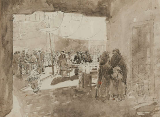 Group of two drawings: "Markt in Chioggia" und "Schleifer" - photo 2