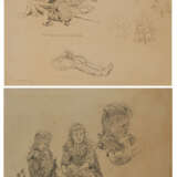 Group of two drawings: Character study on "Chioggia" and character study of a sitting girl - Foto 1