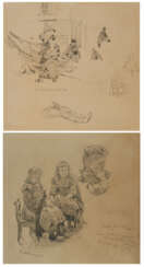 Group of two drawings: Character study on "Chioggia" and character study of a sitting girl