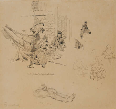 Group of two drawings: Character study on "Chioggia" and character study of a sitting girl - photo 2