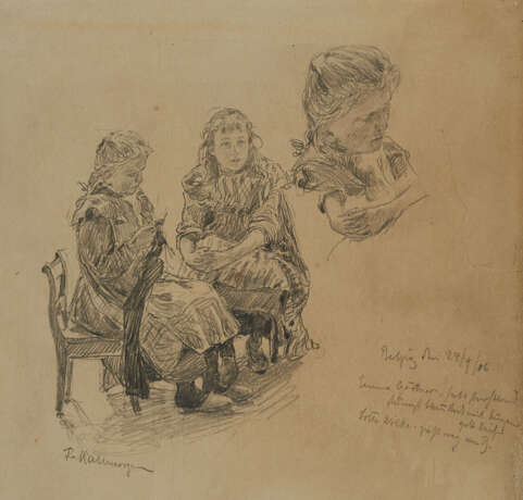 Group of two drawings: Character study on "Chioggia" and character study of a sitting girl - Foto 6