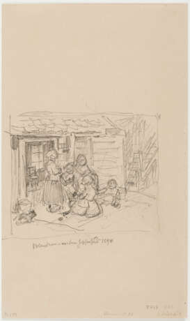 Konvolut aus drei Zeichnungen: "Vor dem Fischerhaus (Volendam"), "Chioggia" und Figurenstudie - photo 3