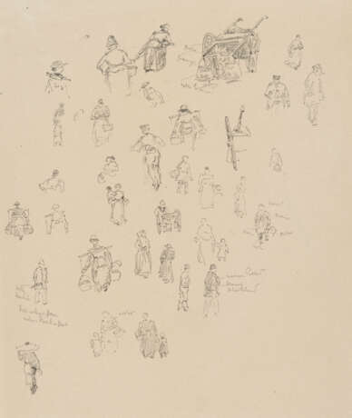 Konvolut aus drei Zeichnungen: "Vor dem Fischerhaus (Volendam"), "Chioggia" und Figurenstudie - Foto 6