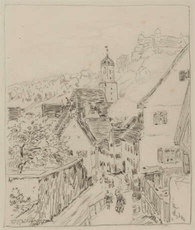 Konvolut aus drei Zeichnungen: "Schloss Werenwag", "Harburg in Schwaben" und "Spitzbergen" - Foto 4