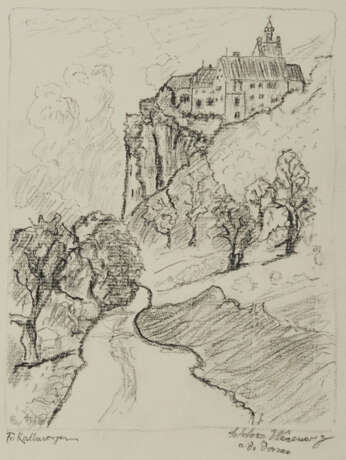Konvolut aus drei Zeichnungen: "Schloss Werenwag", "Harburg in Schwaben" und "Spitzbergen" - photo 6