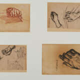 Group of several figure sketches: Four study sheets regarding hands and fingers; three study sheets with girls in garb ("Volendam") - фото 2