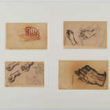 Group of several figure sketches: Four study sheets regarding hands and fingers; three study sheets with girls in garb ("Volendam") - Foto 4