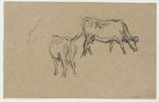 Konvolut aus vier Zeichnungen: "Grötzingen", "Kuhstudie", "Kühe unter Bäumen" und "Holländische Landschaft mit Kühen (Volendam)" - photo 5