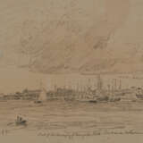 Konvolut aus vier Zeichnungen: "Seenlandschaft", "Rotterdam", 2 Skizzen des Hamburger Hafens, "Zweimaster" - Foto 4
