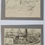 Group of 5 drawings: "Teufelsbrücke"; "Segelboot Anleger"; "Bei Neufahrwasser"; Group of two sketches: "Segelboote"; "Neuhaus an der Oste" - фото 2