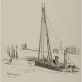 Group of 5 drawings: "Teufelsbrücke"; "Segelboot Anleger"; "Bei Neufahrwasser"; Group of two sketches: "Segelboote"; "Neuhaus an der Oste" - фото 8