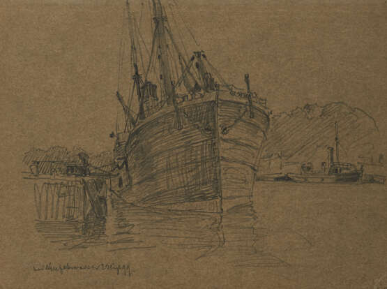 Group of 5 drawings: "Teufelsbrücke"; "Segelboot Anleger"; "Bei Neufahrwasser"; Group of two sketches: "Segelboote"; "Neuhaus an der Oste" - Foto 9