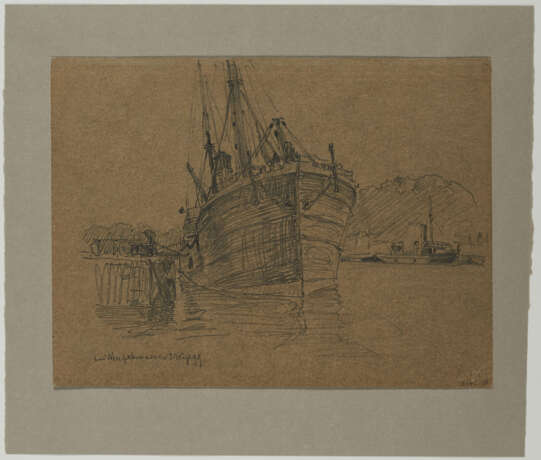 Group of 5 drawings: "Teufelsbrücke"; "Segelboot Anleger"; "Bei Neufahrwasser"; Group of two sketches: "Segelboote"; "Neuhaus an der Oste" - photo 11