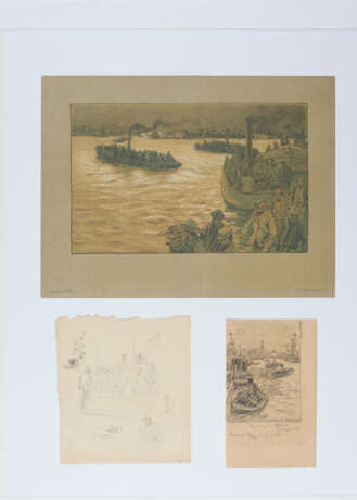 Mixed lot of five lithographs and two drawings - фото 5