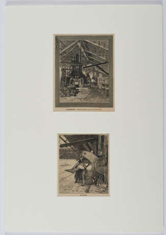 Drei Leinenkassetten mit passepartourisierten Zeitungsausschnitten, die Werke von Friedrich Kallmorgen zeigen - Foto 2