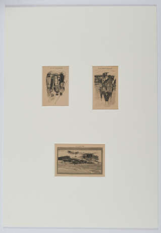 Drei Leinenkassetten mit passepartourisierten Zeitungsausschnitten, die Werke von Friedrich Kallmorgen zeigen - photo 12
