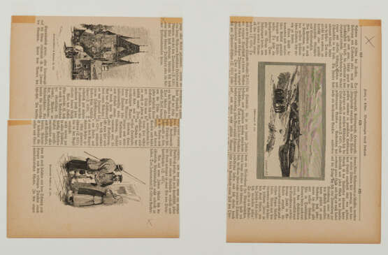 Drei Leinenkassetten mit passepartourisierten Zeitungsausschnitten, die Werke von Friedrich Kallmorgen zeigen - фото 13