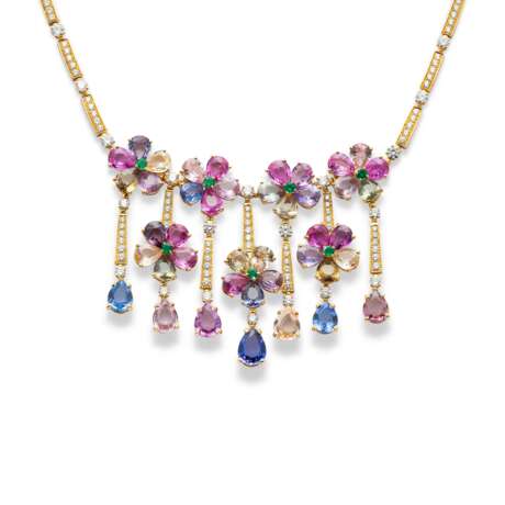 BULGARI MULTI-GEM 'SAPPHIRE FLOWER' NECKLACE, EARRING AND RING SUITE - photo 3