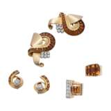 RETRO CITRINE AND DIAMOND BROOCHES, EARCLIPS AND RINGS - фото 1
