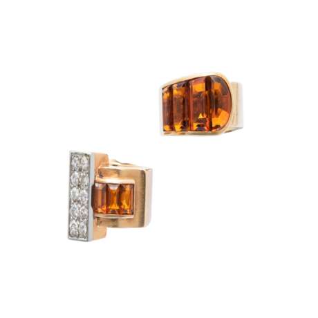 RETRO CITRINE AND DIAMOND BROOCHES, EARCLIPS AND RINGS - фото 7