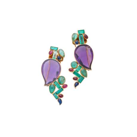 SUZANNE BELPERRON MULTI-GEM PAIR OF BROOCHES - фото 1