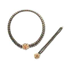 GRAFF COLOURED CULTURED PEARL, RUBY AND DIAMOND NECKLACE AND BRACELET SET