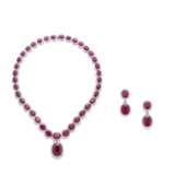 RUBY AND DIAMOND NECKLACE AND EARRING SET - photo 1