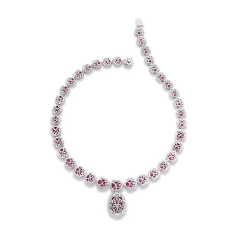 RUBY AND DIAMOND NECKLACE AND EARRING SET - photo 2