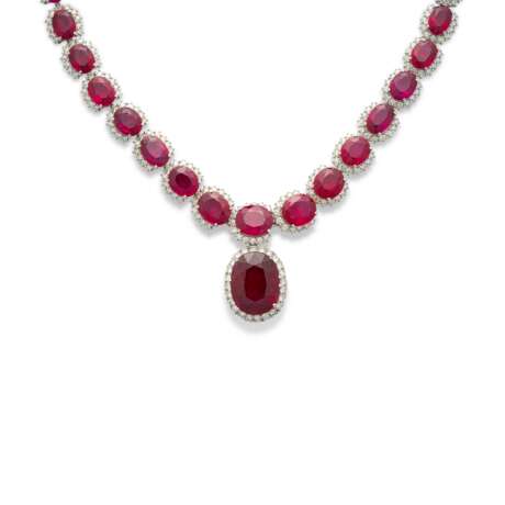 RUBY AND DIAMOND NECKLACE AND EARRING SET - photo 3