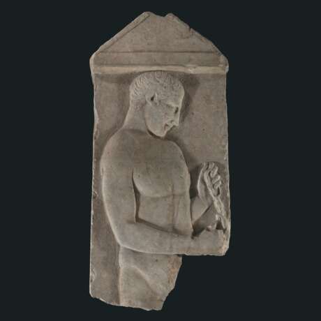 A GREEK MARBLE FUNERARY STELE OF AN ATHLETE - photo 1