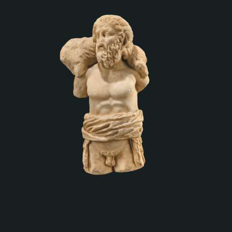 A ROMAN MARBLE SILENUS CARRYING A GOAT - фото 1