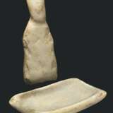 A CYCLADIC MARBLE SCHEMATIC IDOL AND PALETTE - photo 1
