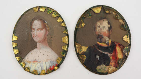 Hinterglasmalerei: Porträts Napoleon III. und Eugénie de Montijo. - Foto 2