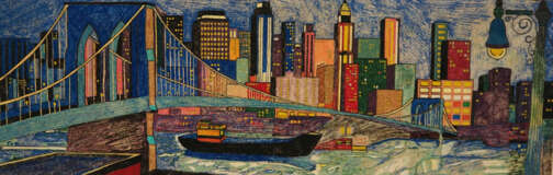 Filzmalerei: Skyline New Yorks. - Foto 1
