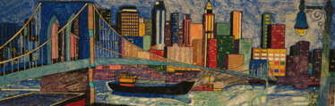 Filzmalerei: Skyline New Yorks.