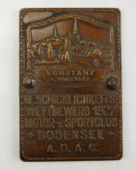 ADAC-Plakette: Geschicklichkeits-Wettbewerb 1927.