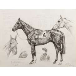 PHILIPP, KLAUS (geb. 1932), "Das Rennpferd Sheikh Hamdan Al Maktoums, Eprom Derby in Nashwan (USA) 1989",