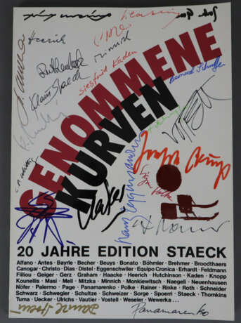 Signierter Buchband "Genommene Kurven. 20 Jahre Edition Staeck" - Foto 1