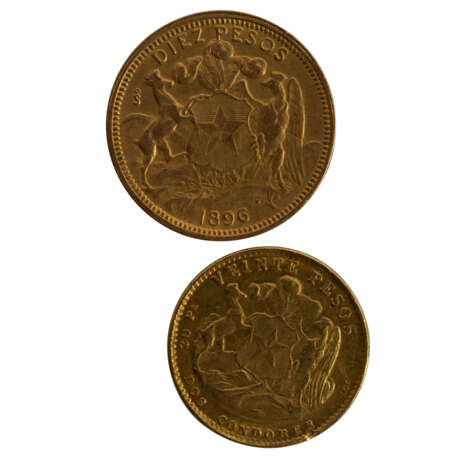 Chile/GOLD - Konvolut: 10 Pesos 1896 - фото 2