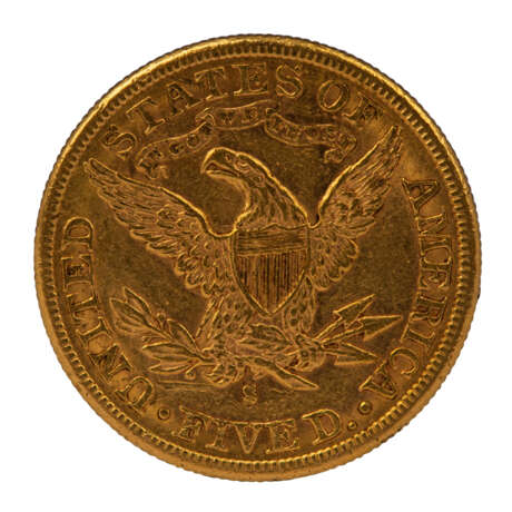 USA - 5 Dollars 1887/S, Half Eagle, - фото 2