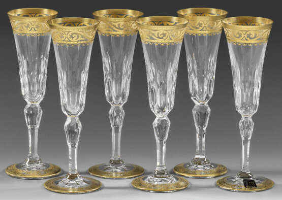 Satz von sechs Saint-Louis-Champagnerflöten "Thistle Gold" - фото 1