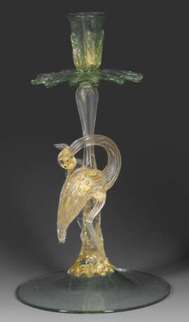 Figürlicher Murano-Kerzenleuchter mit Reiher - photo 1