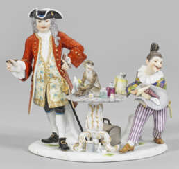 Zahnarzt mit Affen und Harlekin