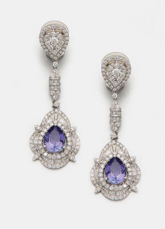 Paar exquisite Tansanit-Diamant-Ohrgehänge - Foto 1