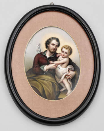 Porzellanbild mit Josef und dem Jesuskind - Foto 1