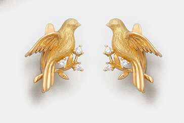 Paar Vogel-Ohrringe mit Diamanten