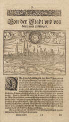 Textblatt mit früher Göttingen-Ansicht in der Renaissance