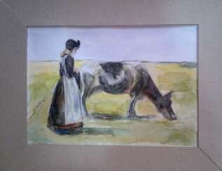 girl with cow